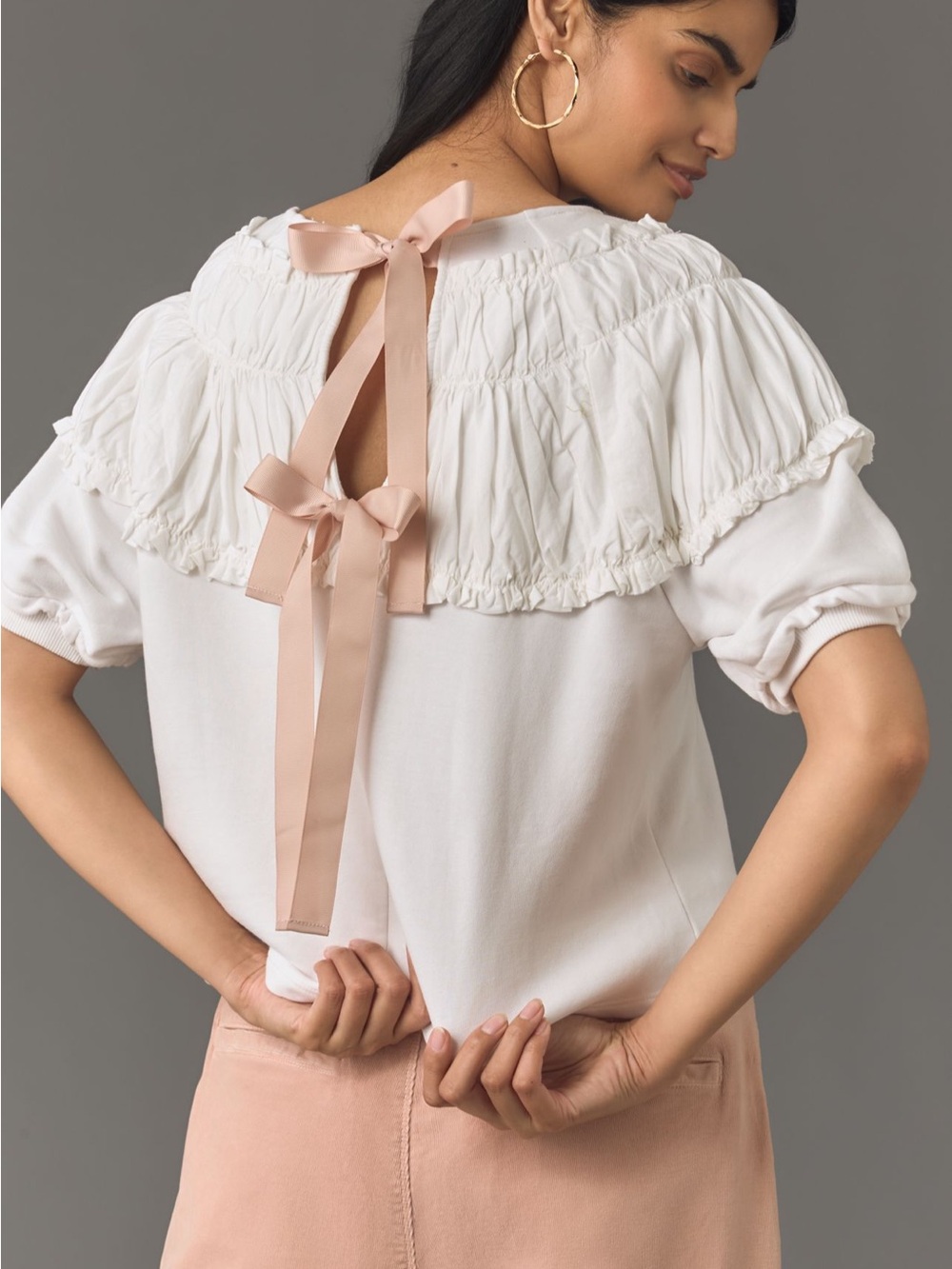 By Anthropologie Tie-Back Ruched Blouse